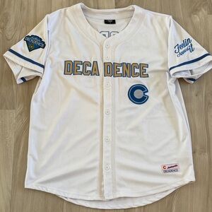 White and Blue Decadence Baseball Jersey